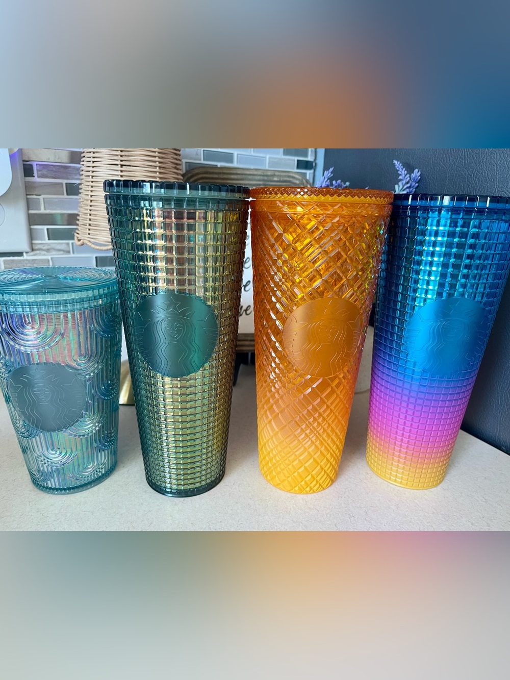 (4) Starbucks Tumblers With Lids (NO STRAWS)